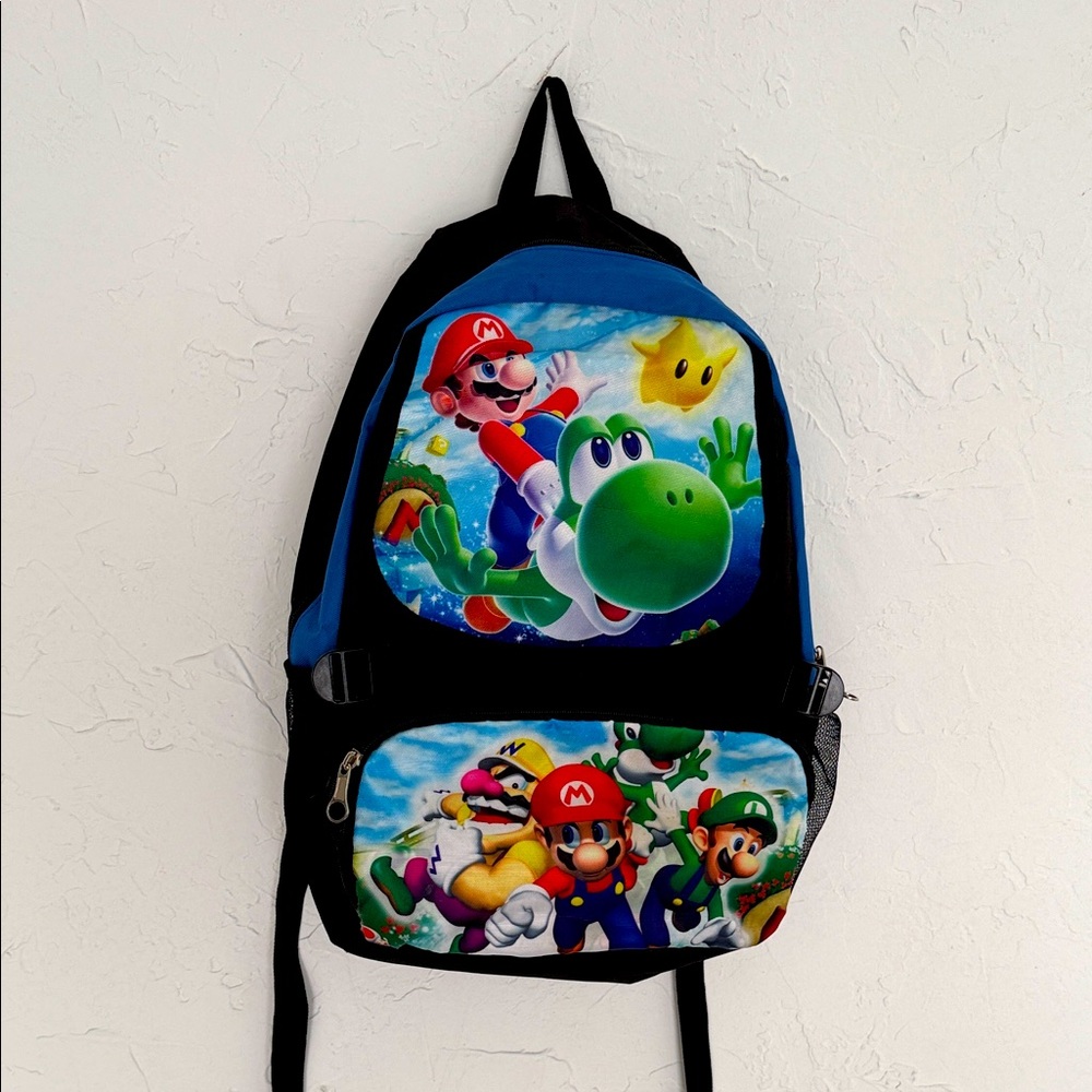 Super Mario Black Backpack with Luigi Yoshi Wario
